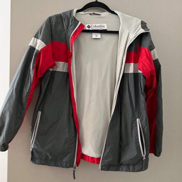 Columbia Grey and Red Rain Jacket - Picture 1 of 5